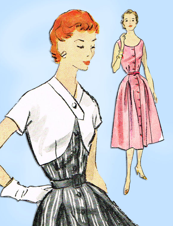 1950s Vintage McCall's Sewing Pattern 9707 Misses Sun Dress & Jacket Sz 34 Bust - Vintage4me2