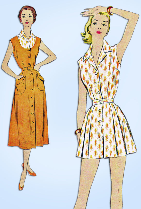 1950s Vintage McCall's Sewing Pattern 9766 Uncut Misses Dress & Playsuit Sz 32 B
