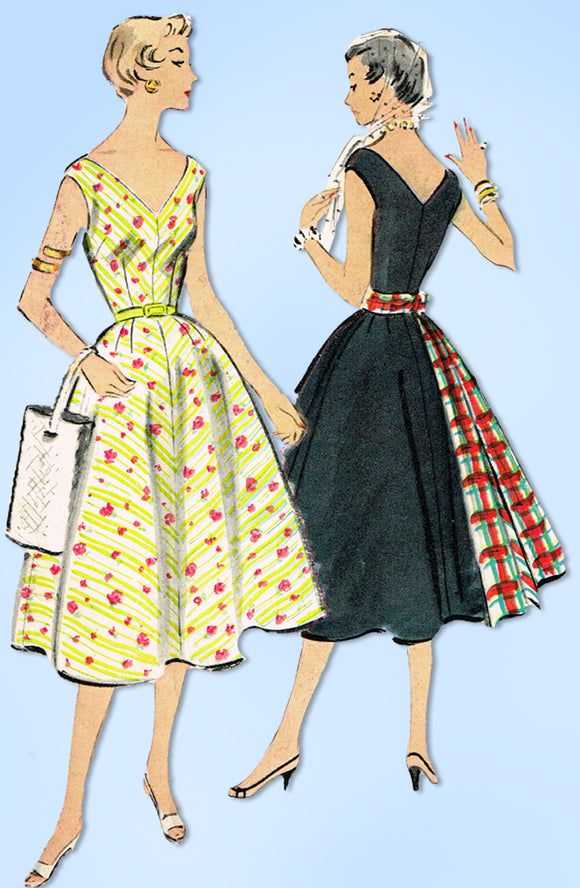 1950s Original Vintage McCall's Pattern 9787 Misses Sun Dress & Sash Size 30 B