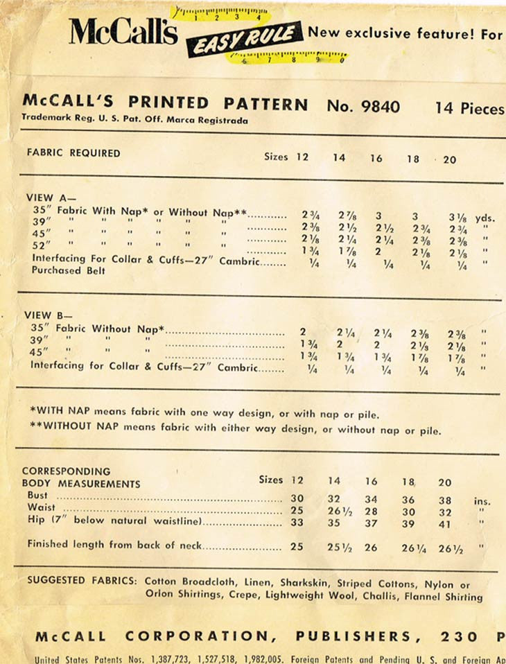 1950s Vintage McCalls Sewing Pattern 9840 Classic Misses Shirt or Blou ...