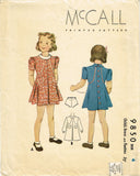 1930s Original Vintage McCall Sewing Pattern 9850 Cute Toddler Girls Dress Sz 4