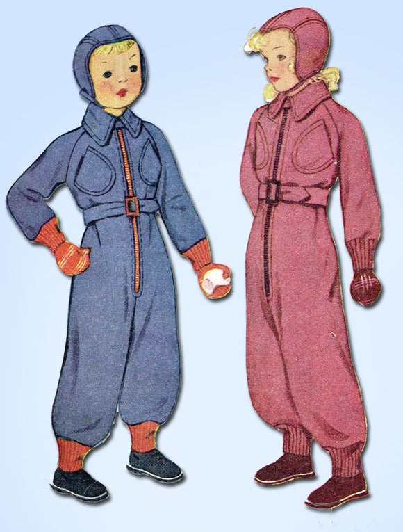 1930s Vintage McCall Sewing Pattern 9894 Toddlers Snow Suit and Cap - Vintage4me2