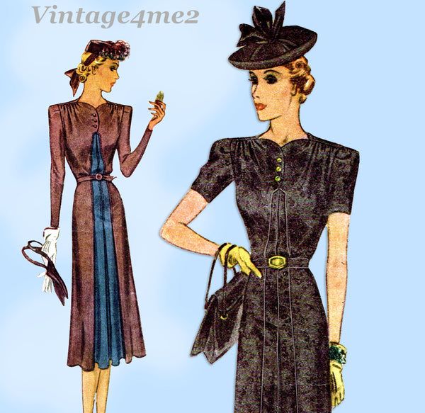 McCall 9896: 1930s Misses Colorblock Dress Size 32 Bust Vintage Sewing Pattern