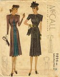 McCall 9896: 1930s Misses Colorblock Dress Size 32 Bust Vintage Sewing Pattern
