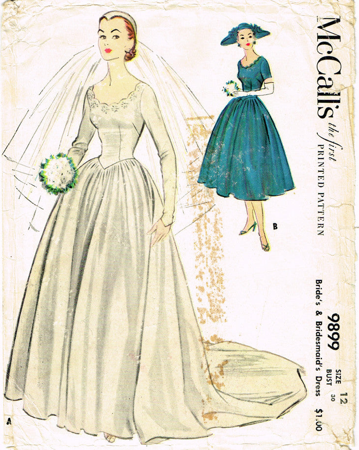1950s Vintage McCalls Sewing Pattern 9899 Gorgeous Misses Wedding Dres Vintage4me2 1950s Vintage McCalls Sewing Pattern 9899 Gorgeous Misses Wedding Dres Vintage4me2