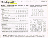 1950s Vintage McCalls Sewing Pattern 9903 Misses Slender Shirtwaist Dress Sz 32B - Vintage4me2
