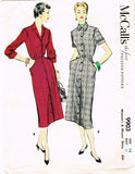 1950s Vintage McCalls Sewing Pattern 9903 Misses Slender Shirtwaist Dress Sz 32B - Vintage4me2