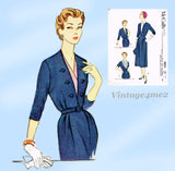 McCall's 9921: 1950s Stylish Misses Accessory Dress 37 B Vintage Sewing Pattern