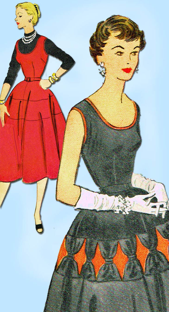 1950s Vintage McCalls Sewing Pattern 9955 Misses Sun Dress Gr8 Skirt Size 30 B