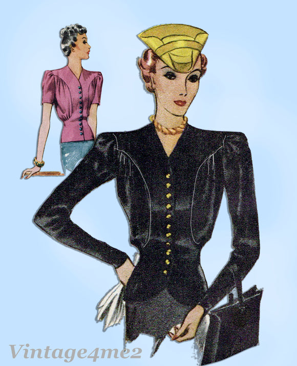 McCall 9978: 1930s Stunning MIsses Fancy Blouse Sz 38 B Vintage Sewing Pattern - Vintage4me2
