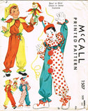 1940s Vintage Kids Halloween Clown Costume 1949 McCall Sewing Pattern Size 6-8 - Vintage4me2