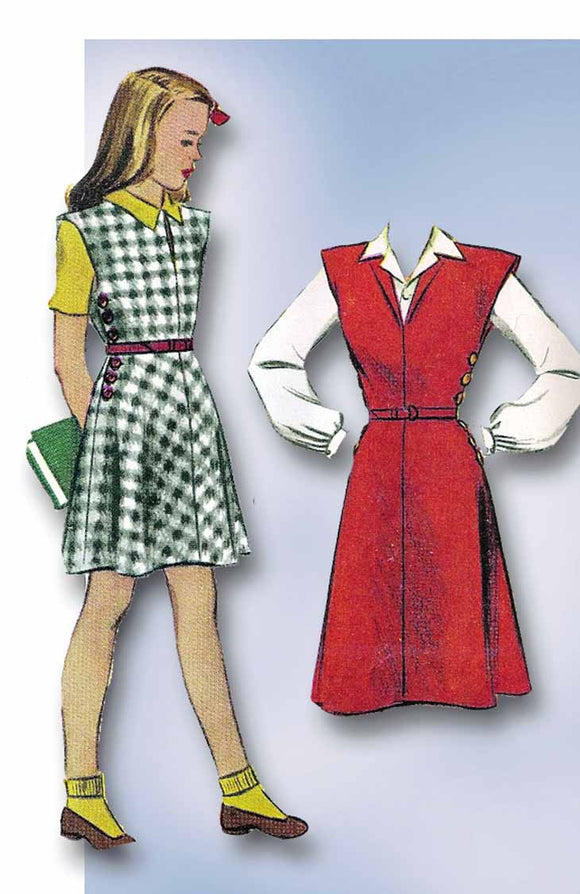 1940s Vintage McCall Sewing Pattern 4541 Toddler Girls WWII Jumper Dress Sz 6 - Vintage4me2