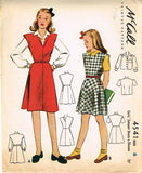 1940s Vintage McCall Sewing Pattern 4541 Toddler Girls WWII Jumper Dress Sz 6 - Vintage4me2