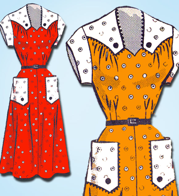 1950s Original Vintage Marian Martin Pattern 9008 Misses Day Dress Size 38 Bust