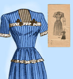 Marian Martin 9010: 1940s Uncut Misses Day Dress Sz 31 Bust Vintage Sewing Pattern