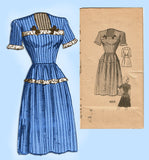 Marian Martin 9010: 1940s Uncut Misses Day Dress Sz 31 Bust Vintage Sewing Pattern
