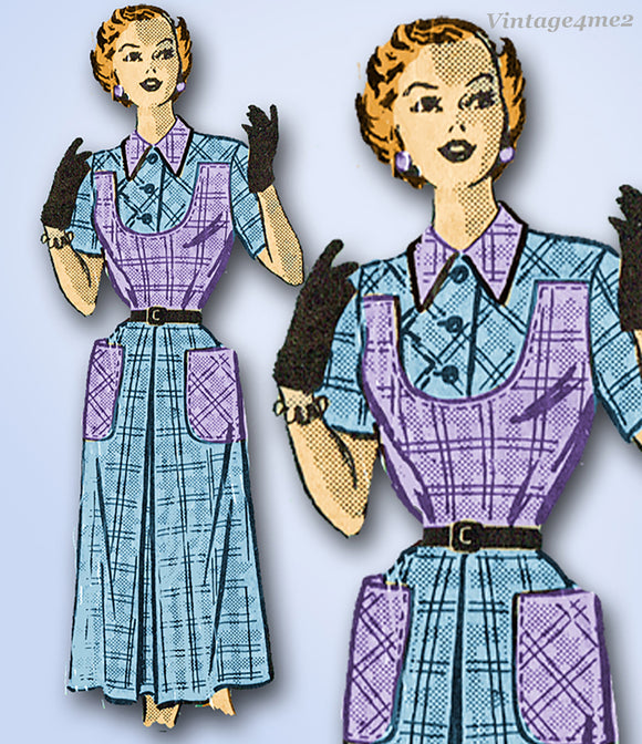 1950s Original Vintage Marian Martin Pattern R9013 Uncut Misses Street Dress 34B
