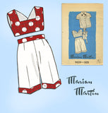 1950s Vintage Marian Martin Sewing Pattern 9029 Uncut Toddler Girls Play Clothes Sz4
