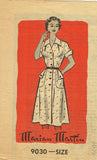 1950s Original Vintage Marian Martin Pattern 9030 Misses Shirtwaist Dress Sz 38B