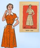 1950s Original Vintage Marian Martin Pattern 9030 Misses Shirtwaist Dress Sz 38B