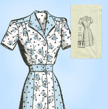 Marian Martin 9058: 1940s Misses Shirtwaist Dress Sz 34 B Vintage Sewing Pattern
