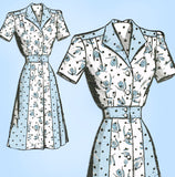 Marian Martin 9058: 1940s Misses Shirtwaist Dress Sz 34 B Vintage Sewing Pattern