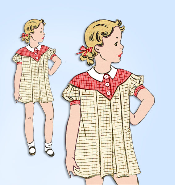1930s Vintage Marian Martin Sewing Pattern 9086 Sweet Baby Girls Dress Size 2