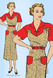 Marian Martin 9108: 1930s Plus Size Street Dress Sz 40 B Vintage Sewing Pattern