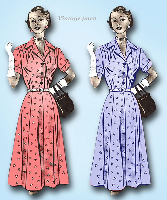 Marian Martin 9126: 1950s Plus Size Shirtwaist Dress 42B Vintage Sewing Pattern