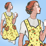 1950s Vintage Marian Martin Sewing Pattern 9129 Cute Misses Scalloped Apron SM