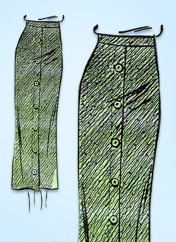 1930s Vintage Marian Martin Sewing Pattern 9131 Uncut Misses Slender Skirt 28 W