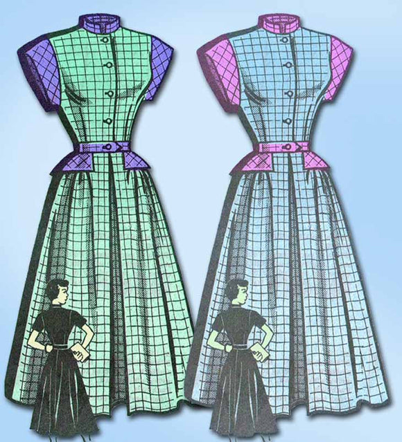 1940s Vintage Marian Martin Sewing Pattern 9133 Misses WWII Peplum Dress Sz 33 B - Vintage4me2