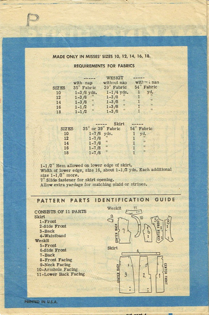1950s Vintage Marian Martin Sewing Pattern 9134 Uncut Misses Skirt & V ...