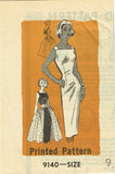 1950s Vintage Misses' Wiggle Dress Uncut Marian Martin Sewing Pattern 9140 Sz 9
