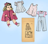 1940s Vintage Marian Martin Sewing Pattern 9165 16inch Doll Clothes Set
