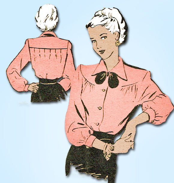 1940s Vintage Marian Martin Sewing Pattern 9171 Misses WWII Blouse Size 14 32B - Vintage4me2
