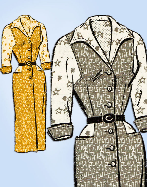 1950s Vintage Marian Martin Sewing Pattern 9189 Uncut Misses Slender Dress 30 B