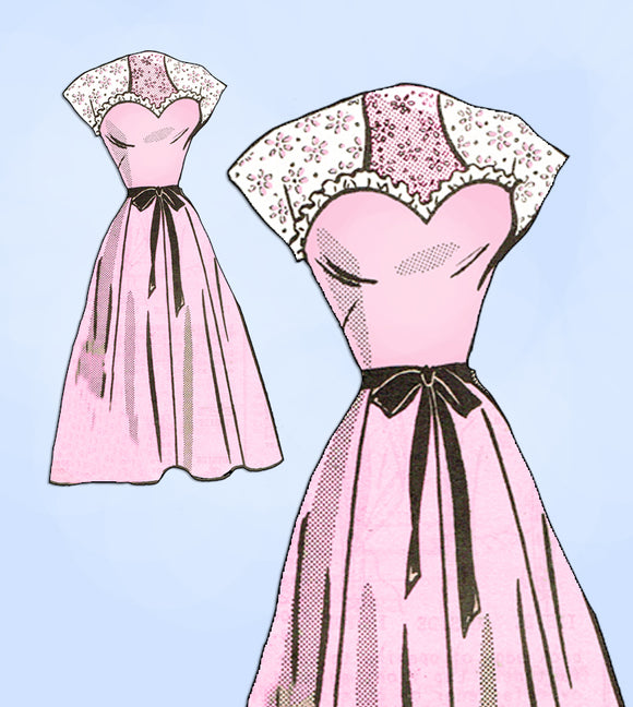 1940s Vintage Marian Martin Sewing Pattern 9198 Uncut Sweetheart Dress Size 36 B
