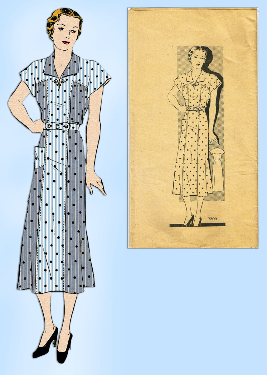 Marian Martin 9203: 1930s Plus Size Street Dress Sz 44 B Vintage Sewin ...