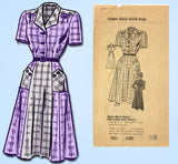 1940s Vintage Mail Order Sewing Pattern 9231 Women's Shirtwaist Dress 38 Bust