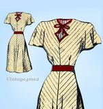 1940s Vintage Marian Martin Sewing Pattern 9254 Misses Keyhole Dress Size 30 B