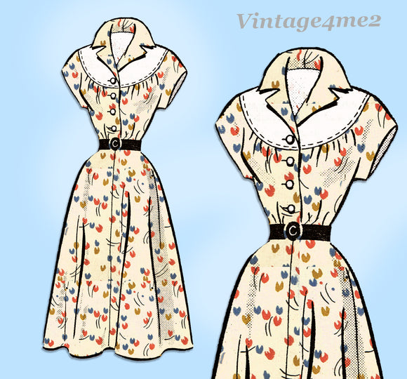 Marian Martin 9277: 1950s Lovely Misses Day Dress Sz 30 B Vintage Sewing Pattern
