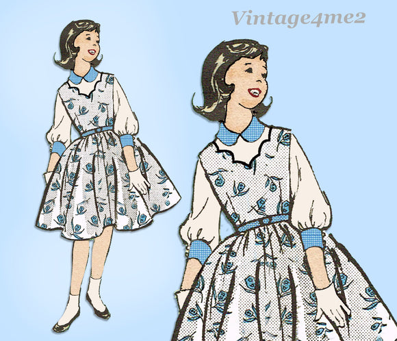 1950s Vintage Marian Martin Sewing Pattern 9284 Uncut Little Girls Jumper Dress Sz 8