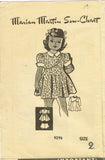 1940s Vintage Marian Martin Sewing Pattern 9296 Uncut Toddler Girls Dress Size 2