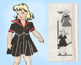 Marian Martin 9303: 1940s Toddler Girls Sailor Dress Sz 4 Vintage Sewing Pattern