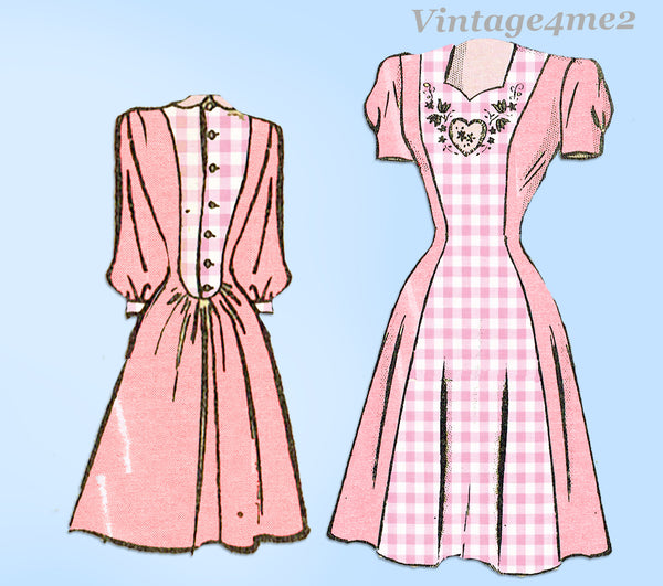 1940s Vintage Marian Martin Sewing Pattern 9312 Uncut Misses Princess Dress 32B