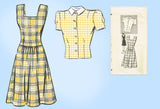 1940s Vintage Marian Martin Sewing Pattern 9317 Cute Jumper and Blouse Size 31 B