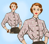 Marian Martin 9325: 1940s Uncut Misses WWII Blouse Sz 32B Vintage Sewing Pattern