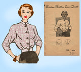 Marian Martin 9325: 1940s Uncut Misses WWII Blouse Sz 32B Vintage Sewing Pattern