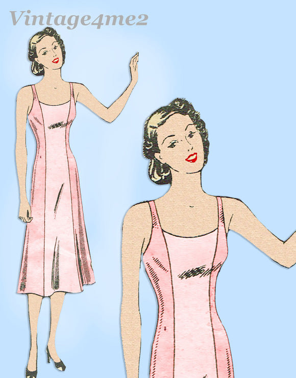 Marian Martin 9332: 1930s Plus Size Princess Slip Sz 40 B Vintage Sewing Pattern